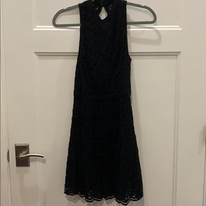 Short black lace sleeves dress